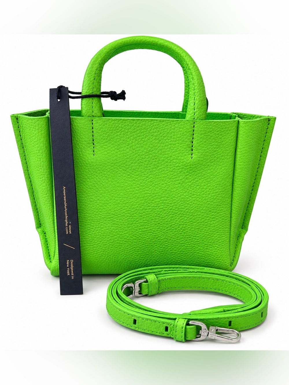 Neon‎ Green Leather Tote Bag - Women